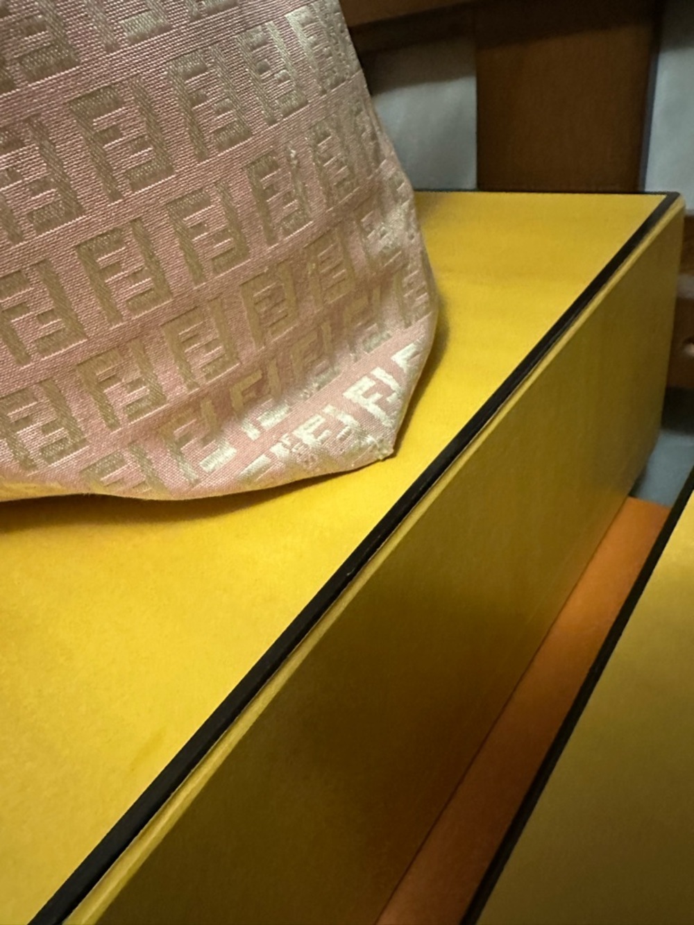 Fendi Pink Jacquard FF Logo Tote with Tan Leather Handles - Picture 3 of 11